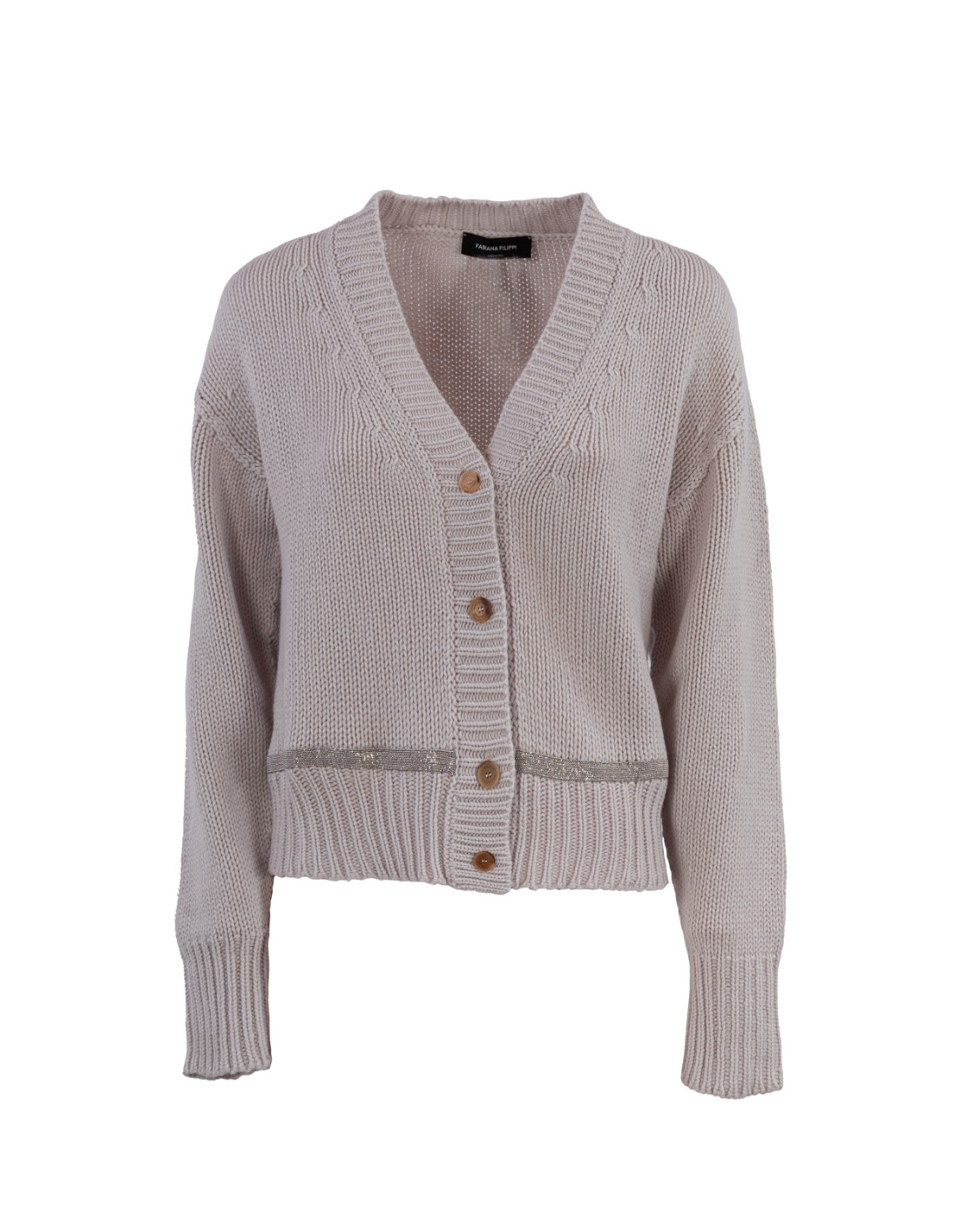 shop FABIANA FILIPPI  Cardigan: Fabiana Filippi cardigan in Platinum garzato.
Filato Platinum garzato.
Dettaglio in punto luce.
Bottoni.
Maniche lunghe.
Tessuto: 75% lana 15% seta 10% cashmere.
Fabbricato in Italia.. MAD213F055N128-8154 number 3836239